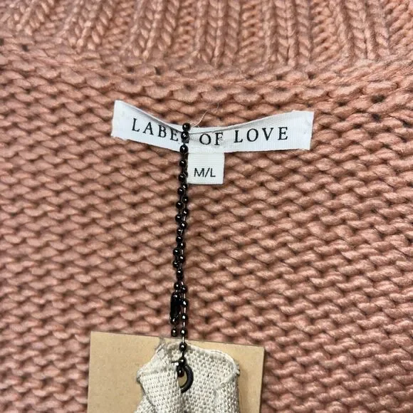 Label of Love Peach Rust Cable Knit Oversized Open Front Cardigan Size M / L NWT - Picture 2 of 8